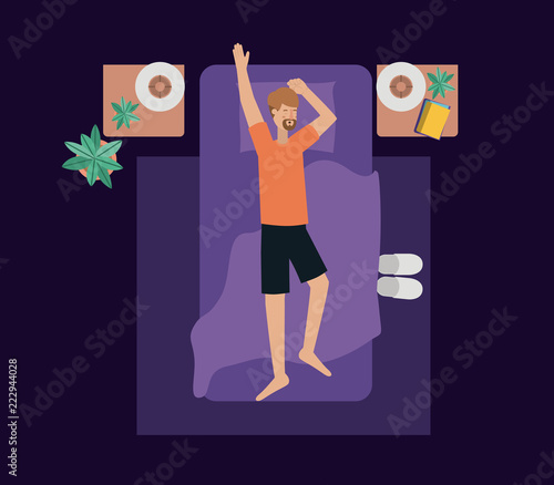 young man sleeping in the bedroom