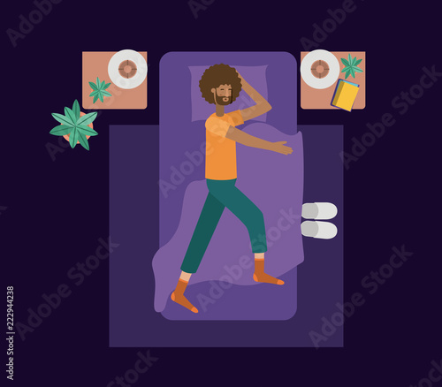 young man sleeping in the bedroom