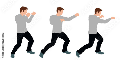 Man beats a punch. Isolated...
