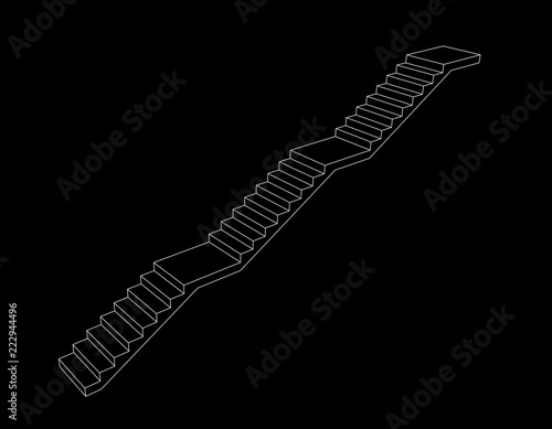 Staircase with levels. Vector outline illustration.