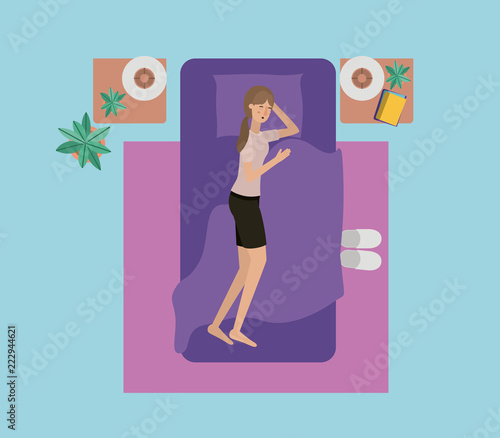 young woman sleeping in the bedroom