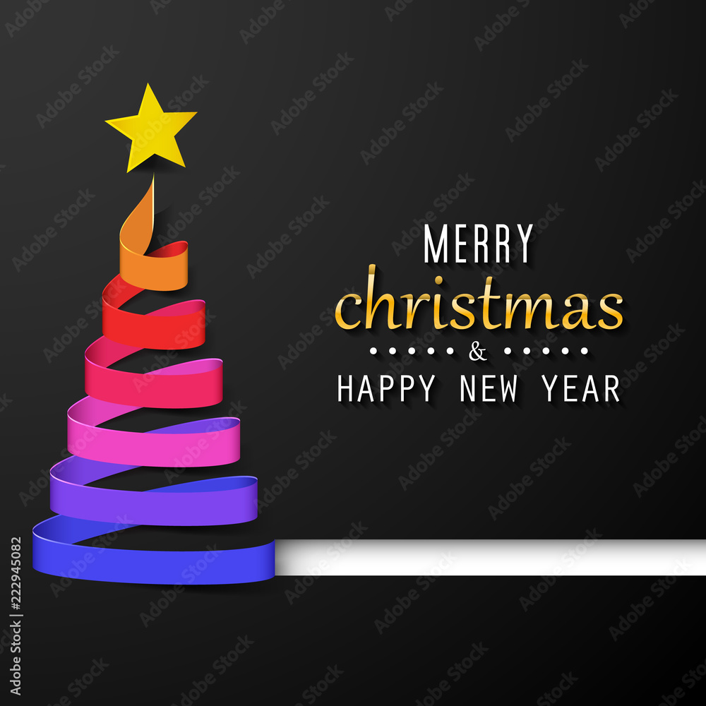 Merry Christmas with abstract Christmas tree. Merry Christmas and happy new year greeting card vector design.