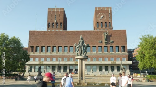 Timelapse of The City Hall in Oslo, Norway, front