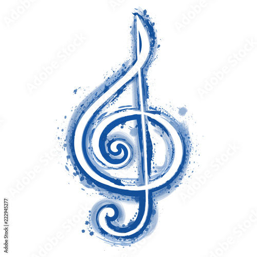 watercolor sign treble clef for a musical concert poster