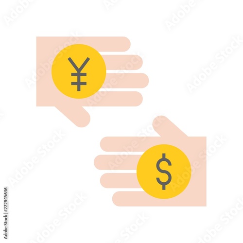 yen and dollar in hand, exchange money currency concept, bank and financial related icon