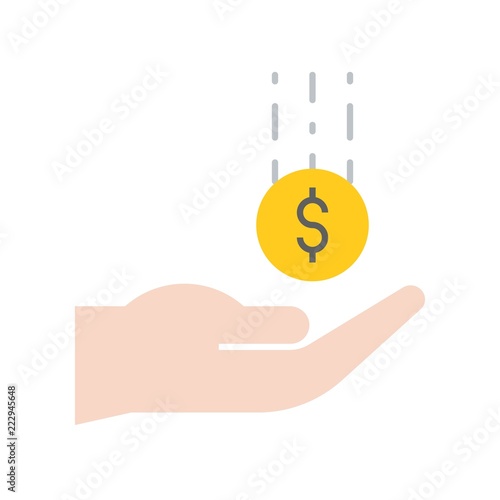 coin falling in hand, bank and financial related icon