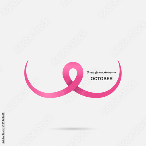 Pink Breast,Bosom,or Chest icon.Breast Cancer October Awareness Month Campaign banner.Women health concept.Breast cancer awareness month logo design.Realistic pink ribbon.Pink care logo.
