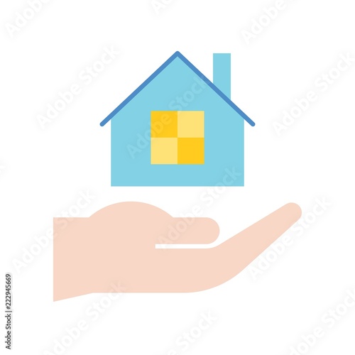 hand holding house  insurance loan   bank and financial related icon