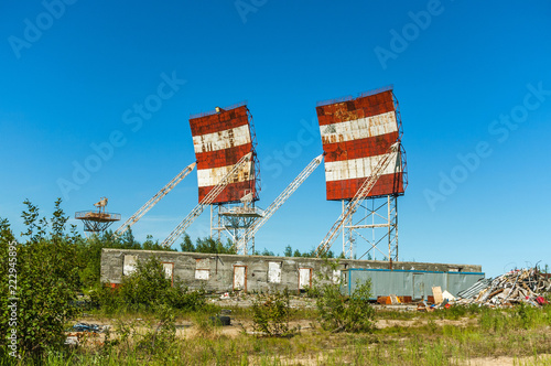 Abandoned Russian military base. Military radars, locators