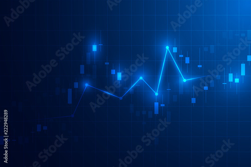 Trading graph. Business candle stick graph chart of stock market investment trading design. Trading platform. Vector illustration