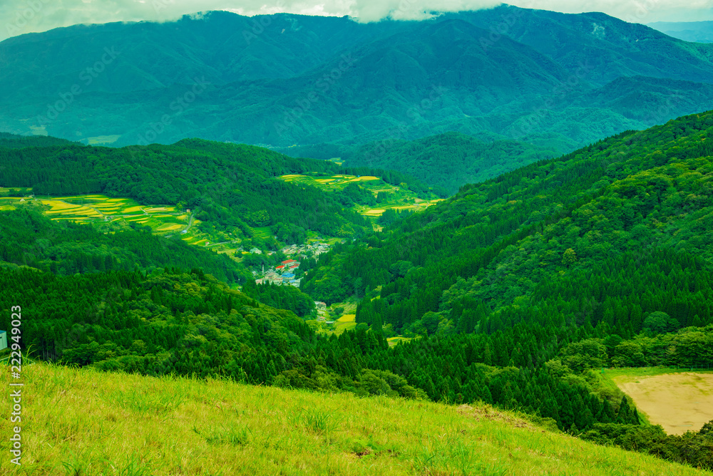 Fototapeta premium 山頂・天空の直線林道から