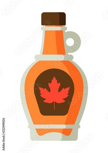 Maple syrup in bottle.