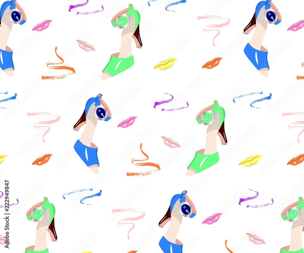 seamless pattern of colorful shoes and lips seamless pattern of colorful shoes and lips