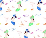 seamless pattern of colorful shoes and lips