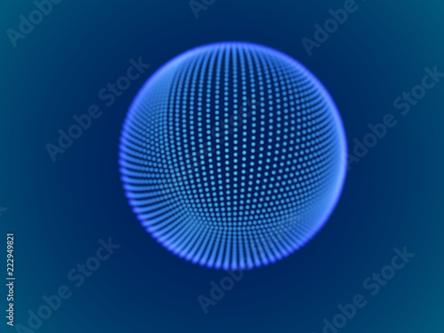 Cyber space concept: 3d digital sphere consisting of glowing particles. Cyber security, big data, data storage visual concept. EPS 10, vector illustration.