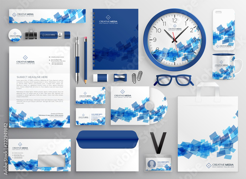 abstract blue business collateral set design