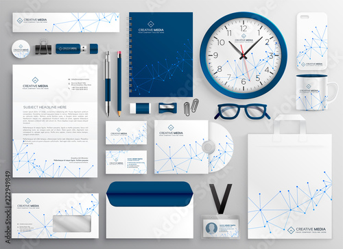 business stationery set in wireframe diagram