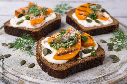 Sandwiches with roasted pumpkin