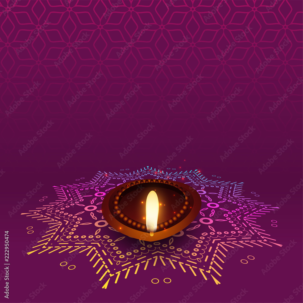 lovely diwali diya with rangoli design Stock Vector | Adobe Stock