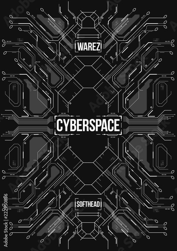 Cyberpunk futuristic poster. Tech Abstract poster template. Modern flyer for web and print.