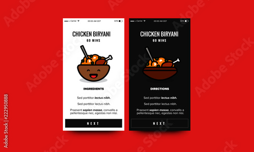 Chicken Biryani Recipe App UX UI Design for Smart Phones