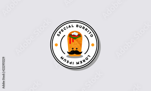 Burrito Badge and Sticker Vector Illustration in Flat Style Line Art