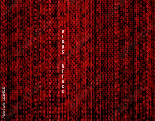 Vector Virus Attack Technology Red Background, Computer Security.