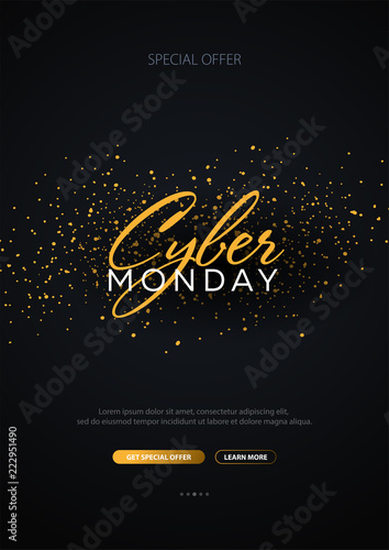 Cyber Monday Sale Calligraphic banner. Vector Illustration.