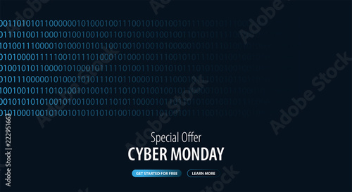 Wallpaper Mural Cyber Monday Sale banner with binary code. Vector Illustration. Torontodigital.ca