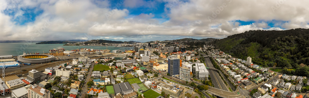 Wellington New Zealand City Aerial Panorama 