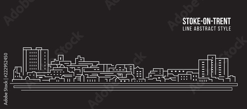 Cityscape Building Line art Vector Illustration design - Stoke-on-Trent city