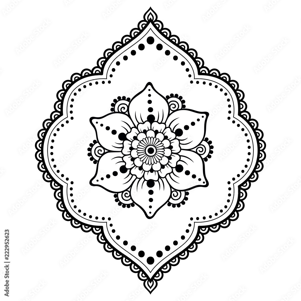 Mehndi flower pattern for Henna drawing and tattoo. Decoration in ethnic oriental, Indian style. Mehndi flower pattern for Henna drawing and tattoo. Decoration in ethnic oriental, Indian style.
