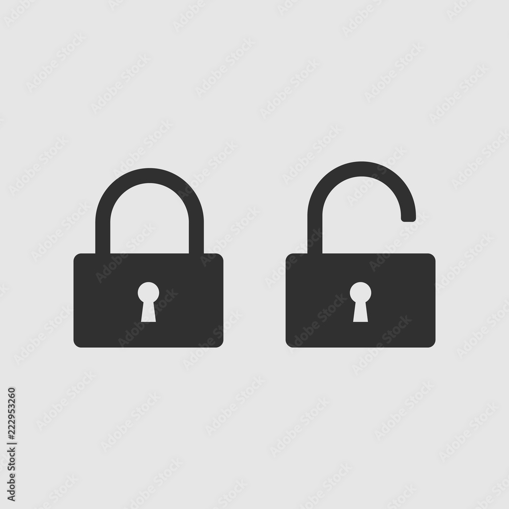 Icons of an open and closed padlock. Vector illustration. Icons of an open and closed padlock. Vector illustration.