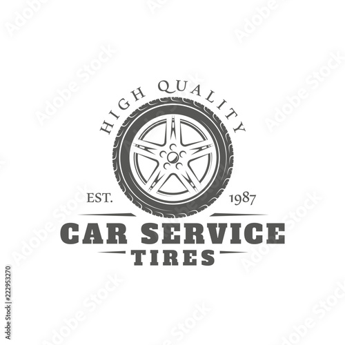 Car service label isolated on white background