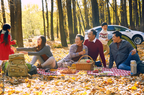Happy family outdoor outing