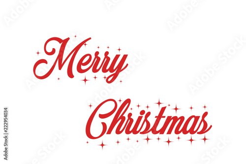 Merry Christmas red hand lettering inscription to winter holiday design