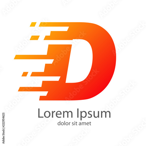 Logotipo letra D estilo velocidad color naranja
