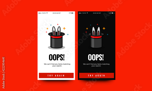 Oops Please Check Internet Connection Empty State UX for Smart Phones with Magic Hat Illustration