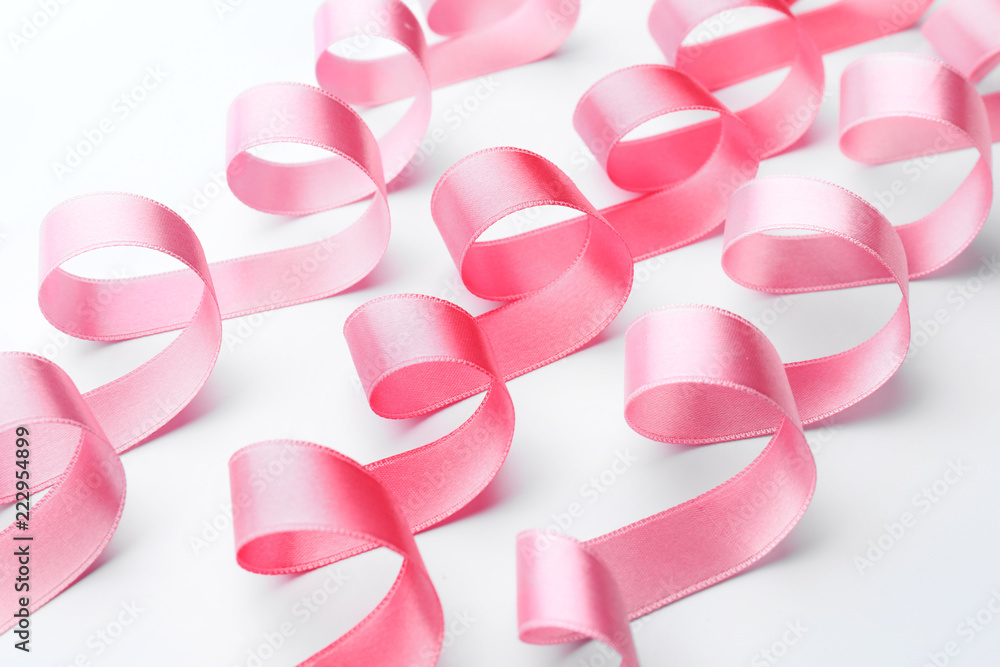 Pink ribbons on white background Pink ribbons on white background