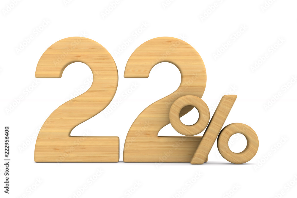 twenty two percent on white background. Isolated 3D illustration twenty two percent on white background. Isolated 3D illustration