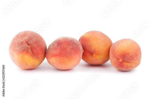Velvet peaches on a white background isolated close up