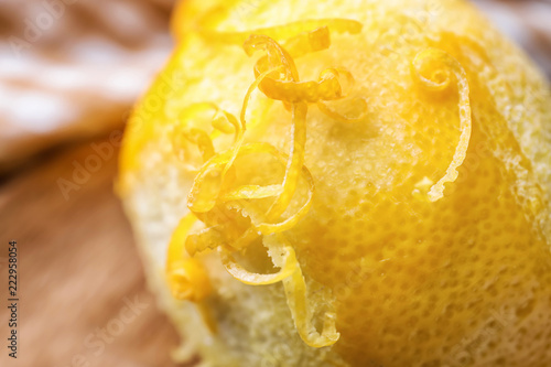 Fresh lemon with zest, closeup