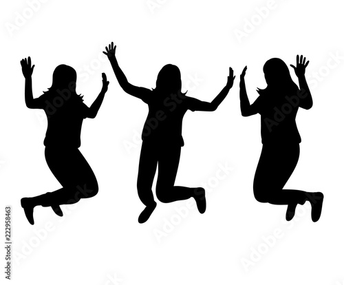 isolated, silhouette girl jumping