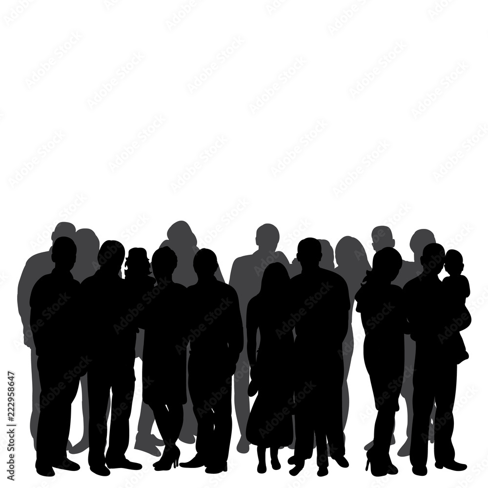 isolated, silhouette of a crowd of people on a white background isolated, silhouette of a crowd of people on a white background
