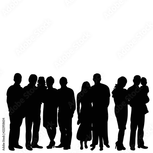 isolated, silhouette of a crowd of people on a white background