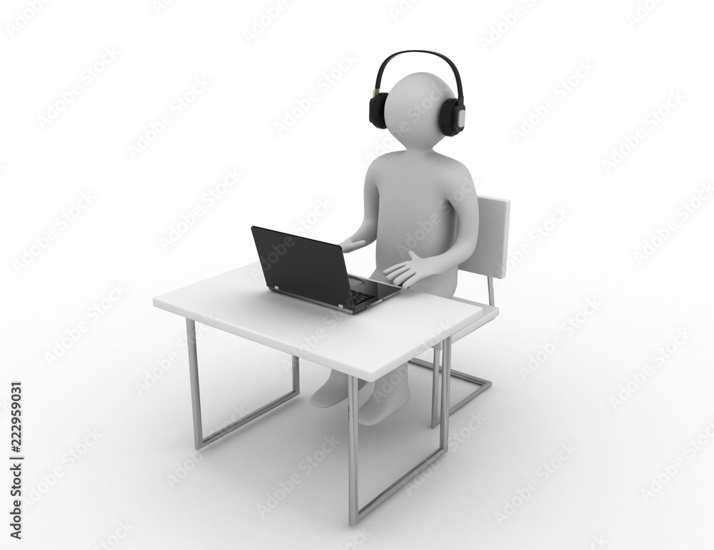 3d computer worker concept 3d computer worker concept