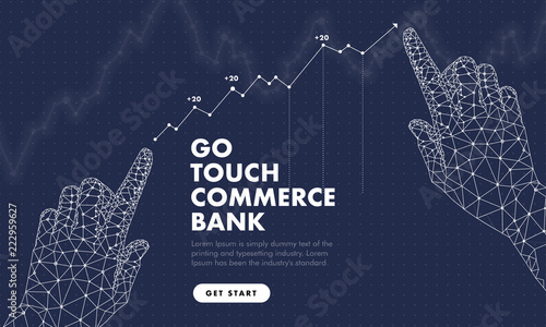 Touch the future analytics. Innovations systems commerce thinking and development technologies in automatics business systems. computers construction of analytical graphics. Future style.