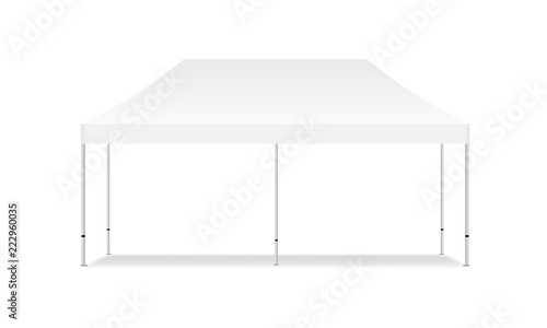 Empty rectangular outdoor canopy tent mockup - front view. Vector illustration