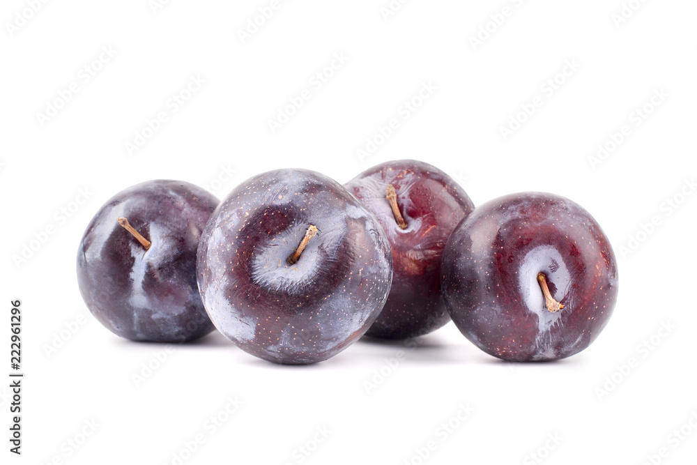 Plums on white background isolated close up