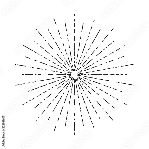 Retro sun bursts, Vintage radiant sun rays shape for logo, labels or emblems and typography decoration template vector Illustration isolated on white background.